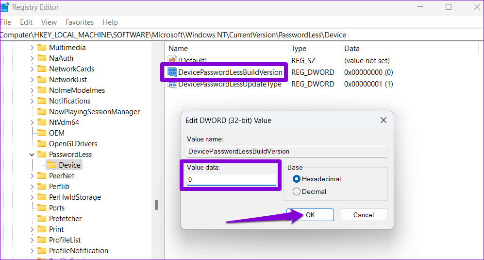 Edit-DWORD-in-Registry-Editor كيفية تسجيل الدخول تلقائيًا على Windows 11