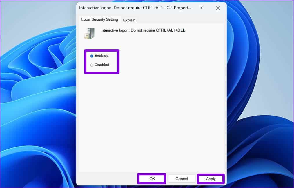 Enable-or-Disable-Secure-Sign-In-via-Local-Security-Policy-1 أفضل 3 طرق لتمكين أو تعطيل Ctrl+Alt+Delete لتسجيل الدخول الآمن على Windows 11