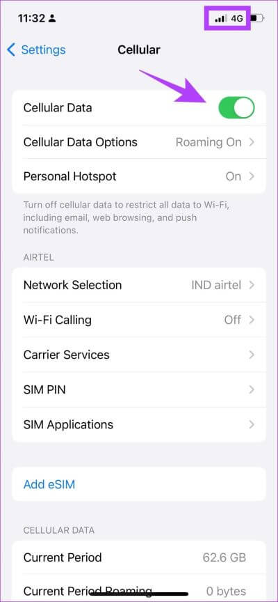 Ensure-Cellular-Data-is-Turned-on- 8 طرق لإصلاح خطأ المورد غير المتاح في Apple Music على iPhone