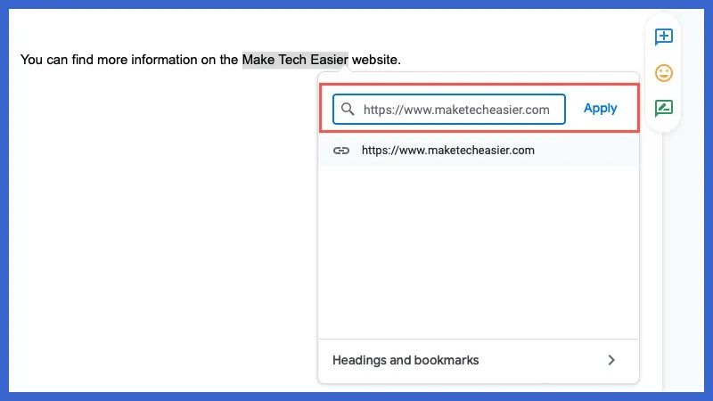 Enter-URL-Apply-Google-Docs.jpg كيفية استخدام الارتباطات التشعبية في محرر مستندات Google