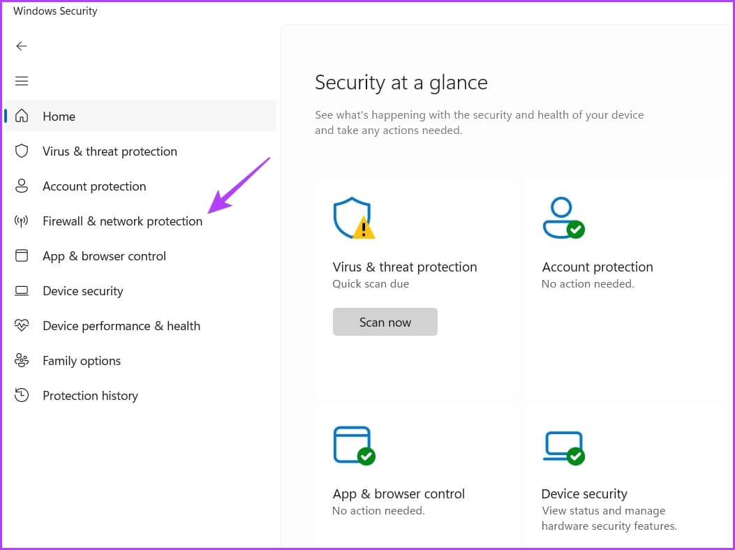 Firewall-network-protection أفضل 6 طرق لإصلاح لا يمكن فتح إدخال VLC في Windows 11