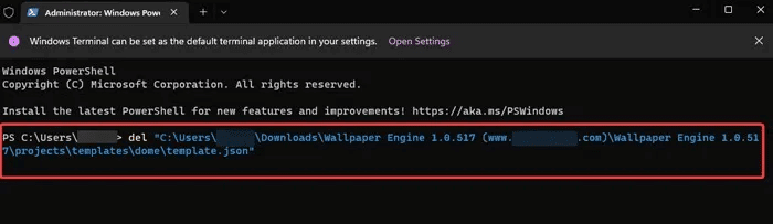 Force-Delete-file-delete-command.jpg كيفية فرض حذف الملفات غير القابلة للحذف في Windows