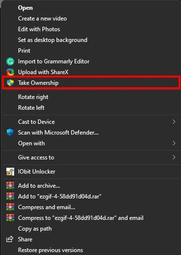 Force-delete-take-ownership-option-for-files-in-file-explorer.jpg كيفية فرض حذف الملفات غير القابلة للحذف في Windows
