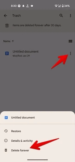 Google-Drive-Bin-File-Delete.jpg كيفية حذف الملفات من Google Drive على الهاتف والكمبيوتر