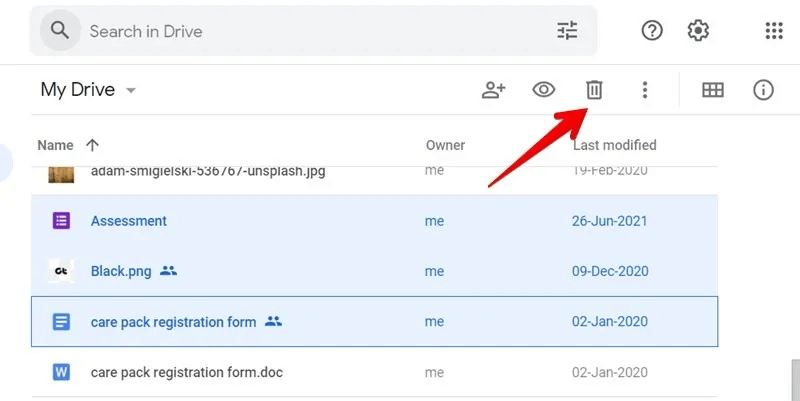 Google-Drive-Delete-Files-Multiple.jpg كيفية حذف الملفات من Google Drive على الهاتف والكمبيوتر