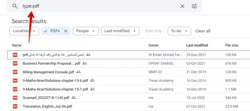 Google-Drive-Files-Search-Type-800x357.jpg كيفية حذف الملفات من Google Drive على الهاتف والكمبيوتر
