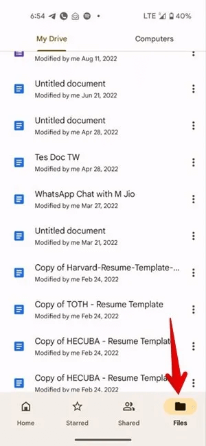 Google-Drive-Mobile-Files-Tab.jpg كيفية حذف الملفات من Google Drive على الهاتف والكمبيوتر