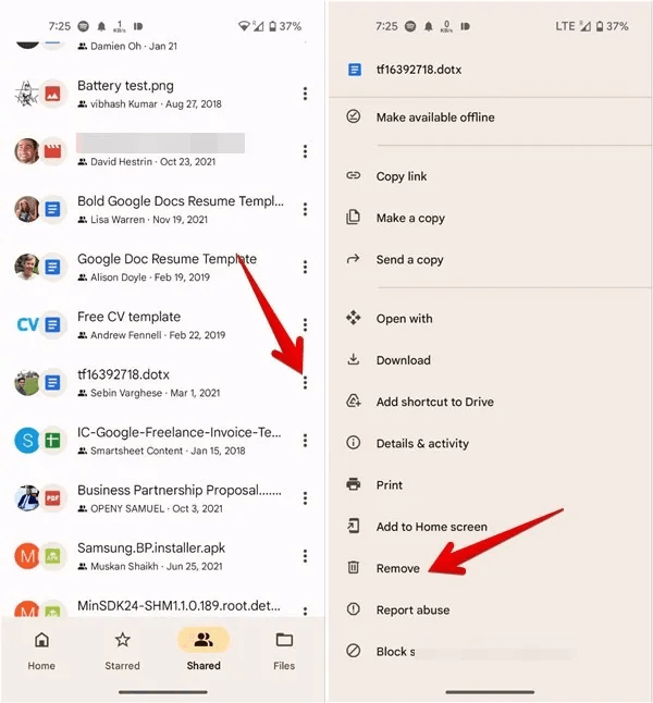 Google-Drive-Mobile-Shared-Files-Remove.jpg كيفية حذف الملفات من Google Drive على الهاتف والكمبيوتر