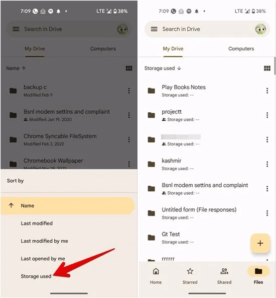 Google-Drive-Mobile-Sort-Storage-Files-and-Folders.jpg كيفية حذف الملفات من Google Drive على الهاتف والكمبيوتر