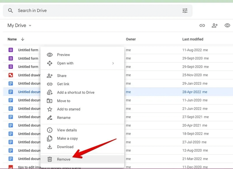 Google-Drive-PC-Remove-File.jpg كيفية حذف الملفات من Google Drive على الهاتف والكمبيوتر