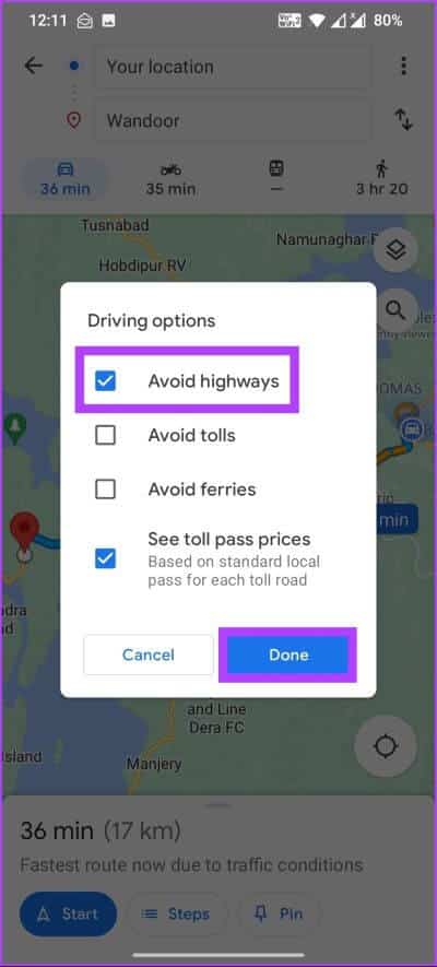 How-to-Avoid-Highways-on-Google-Maps_7 كيفية تجنب الطرق السريعة على خرائط Google على الويب أو Android أو iPhone