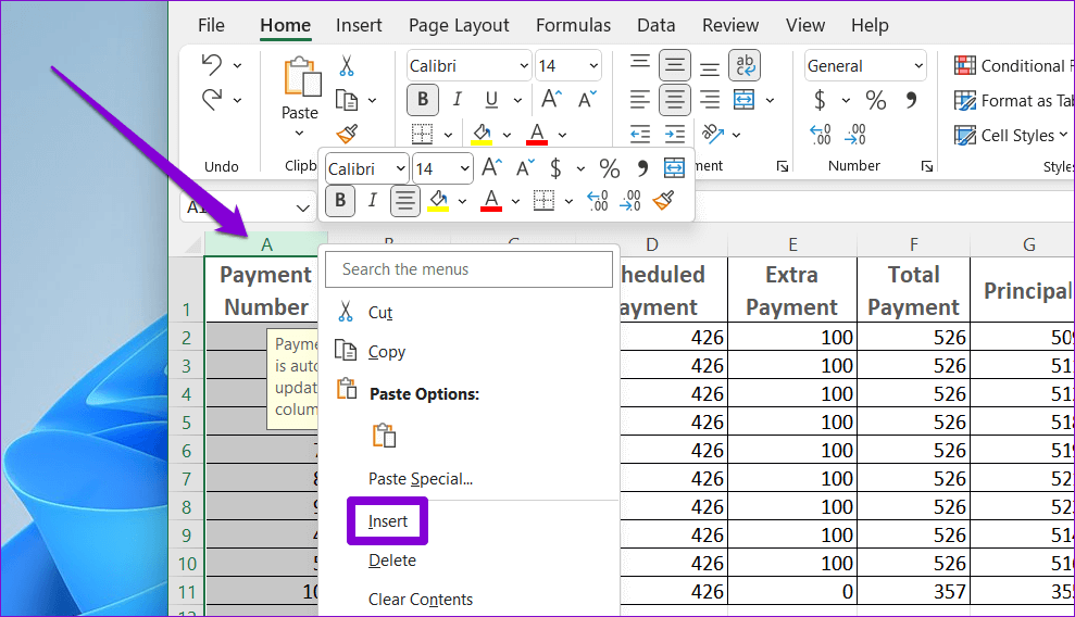 Insert-Column-in-Excel 3 طرق سهلة لتحريك الصفوف والأعمدة في Microsoft Excel