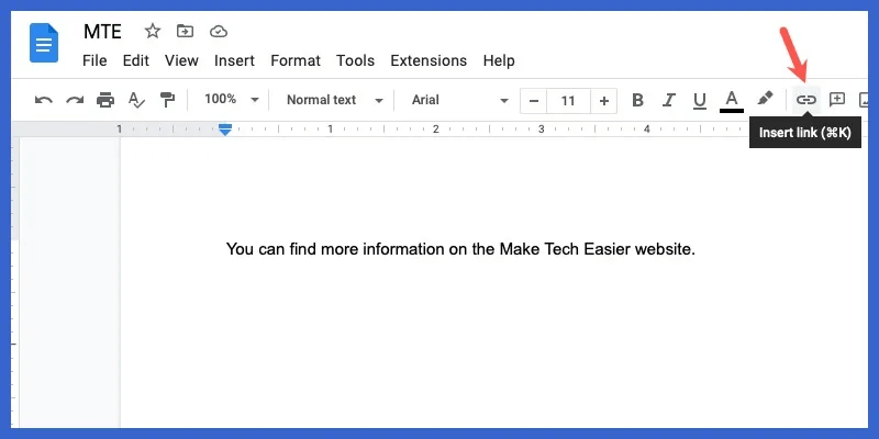 Insert-Link-Button-Google-Docs.jpg كيفية استخدام الارتباطات التشعبية في محرر مستندات Google