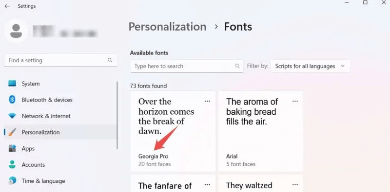 Install-Manage-Fonts-Downloaded-Font-from-Store-Visible-800x395.jpeg كيفية تثبيت وإدارة الخطوط في Windows