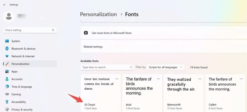Install-Manage-Fonts-File-Explorer-Imported-Font-Visible-800x365.jpeg كيفية تثبيت وإدارة الخطوط في Windows