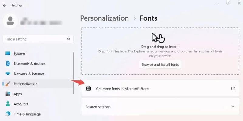 Install-Manage-Fonts-Get-More-Fonts-from-Microsoft-Store-800x400.jpeg كيفية تثبيت وإدارة الخطوط في Windows