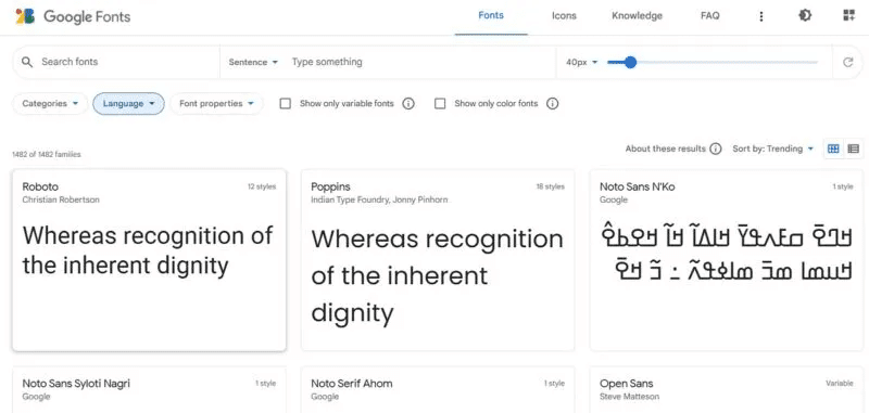 Install-Manage-Fonts-Google-Fonts-Selection-800x381.jpg كيفية تثبيت وإدارة الخطوط في Windows