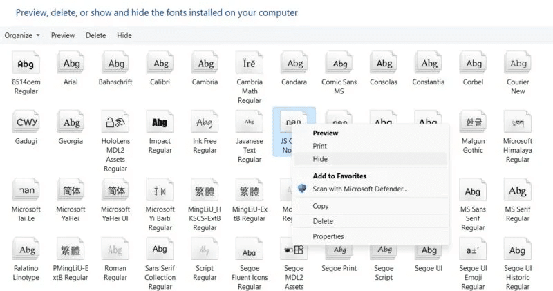 Install-Manage-Fonts-Hide-Fonts-in-Control-Panel-800x421.jpg كيفية تثبيت وإدارة الخطوط في Windows