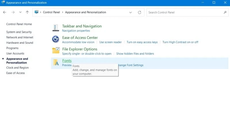 Install-Manage-Fonts-Selecting-Fonts-Appearance-and-Personalization-800x400.jpg كيفية تثبيت وإدارة الخطوط في Windows
