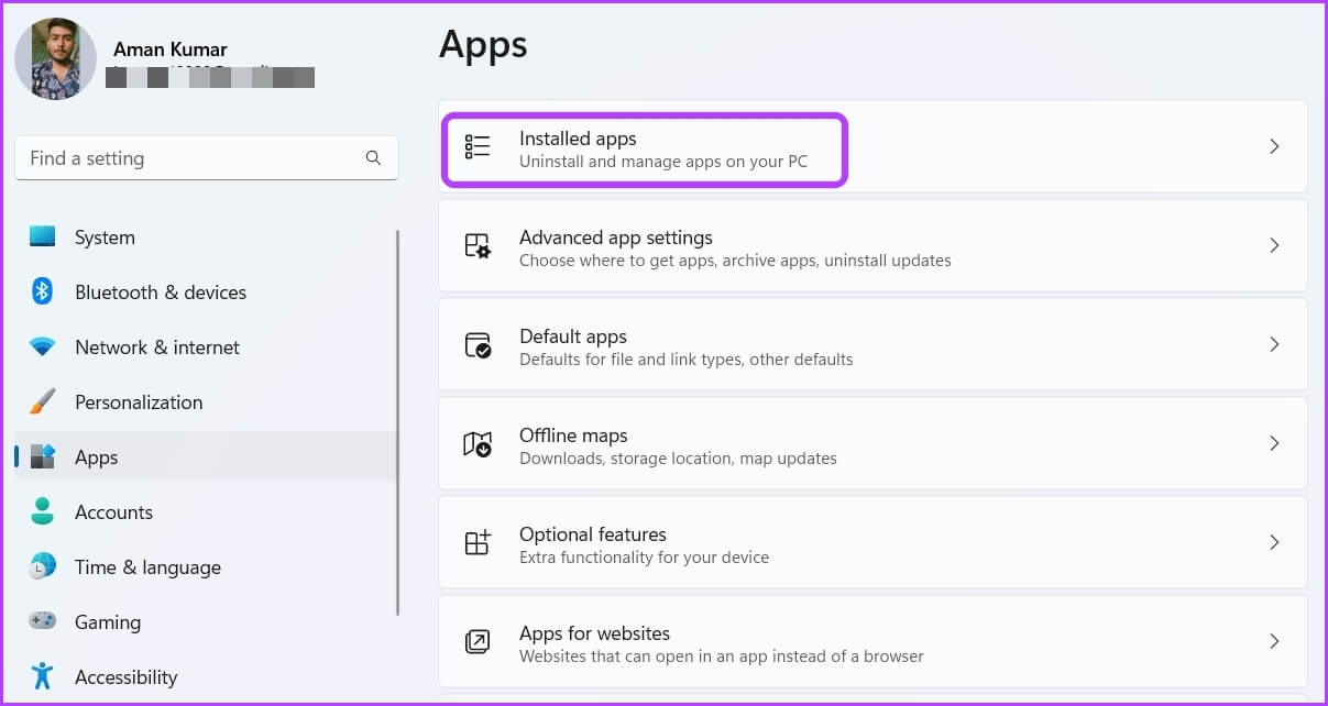 Installed-apps كيفية إصلاح عدم فتح Notepad على Windows 11