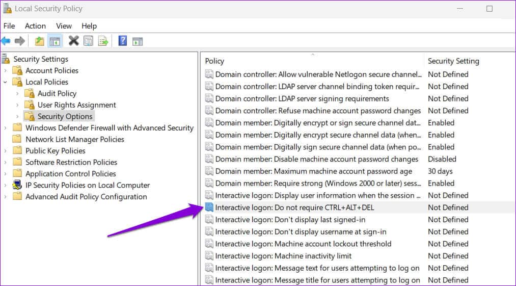 Interactive-Logon-in-Windows-1 أفضل 3 طرق لتمكين أو تعطيل Ctrl+Alt+Delete لتسجيل الدخول الآمن على Windows 11