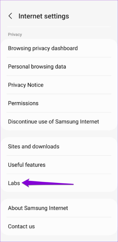 Labs-in-Samsung-Internet-Browser-1-500x1024-1 أفضل 7 طرق لإصلاح استمرار توقف متصفح الإنترنت من Samsung على Android