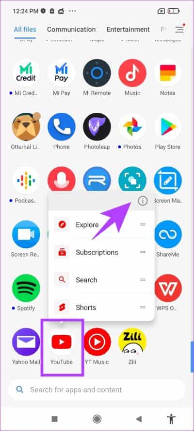 Long-Press-for-App-Info-2 أفضل 9 إصلاحات لعدم تنزيل مقاطع الفيديو في وضع عدم الاتصال على تطبيق YouTube Premium