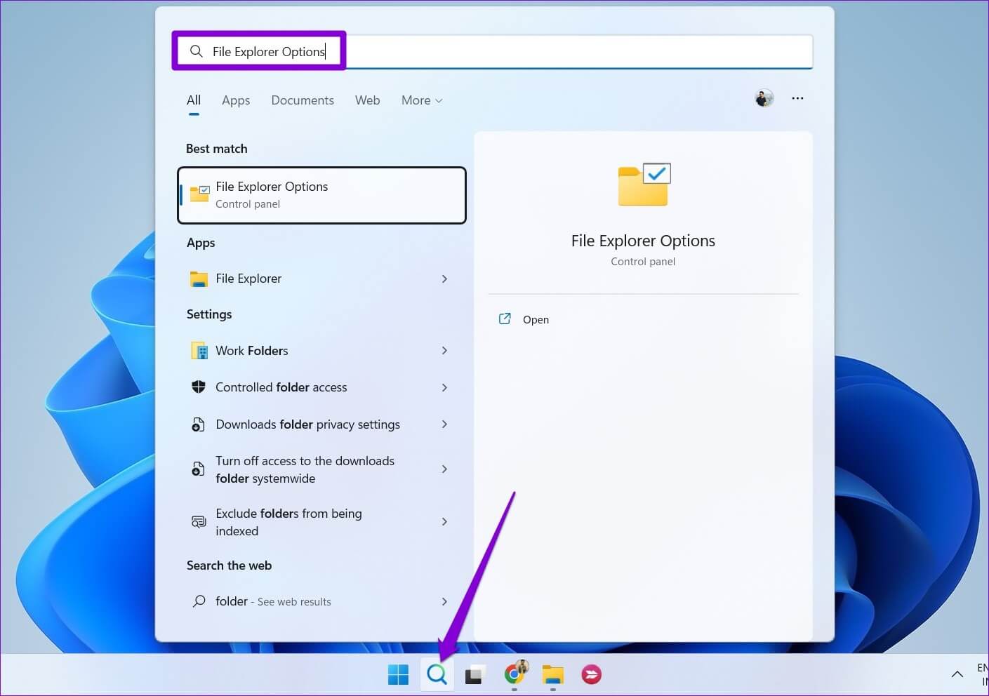 Open-File-Explorer-Options-on-Windows-11-3 أفضل 6 طرق لإصلاح عدم ظهور علامات تبويب مستكشف الملفات في Windows 11