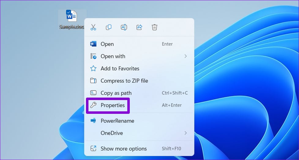 Open-Word-File-Properties أفضل 6 إصلاحات لمشكل واجه برنامج Microsoft Word خطأ أثناء محاولة فتح الملف في Windows