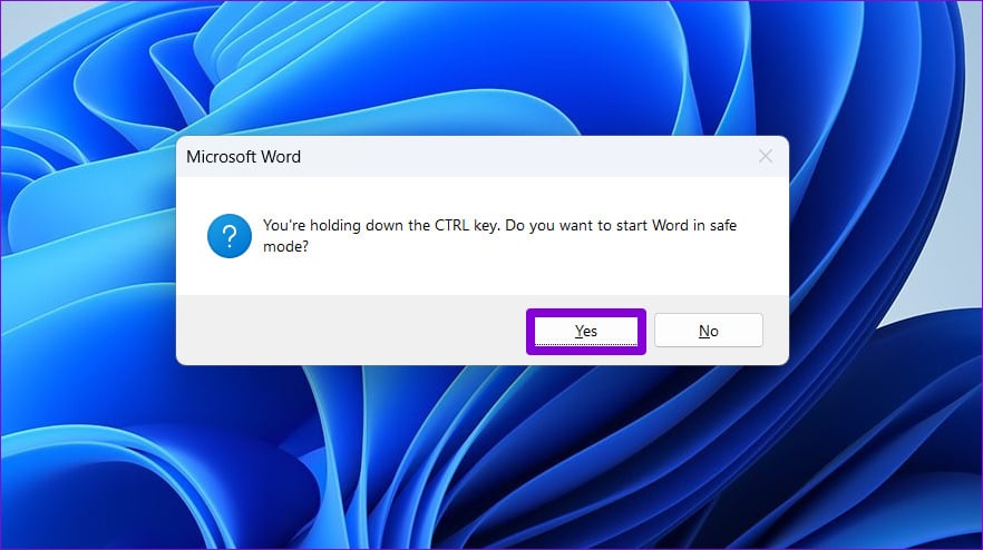 Open-Word-in-Safe-Mode أفضل 6 إصلاحات لمشكل واجه برنامج Microsoft Word خطأ أثناء محاولة فتح الملف في Windows