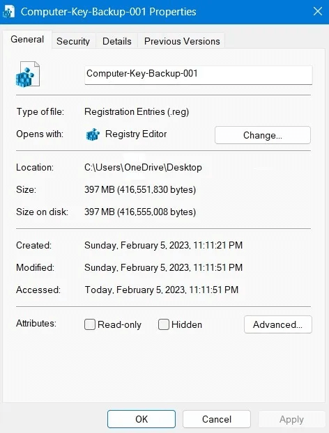 Registry-Backup-Restore-Computer-Key-Backup-File-Size-and-Other-Details.jpg كيفية عمل نسخة احتياطية من سجل Windows واستعادته