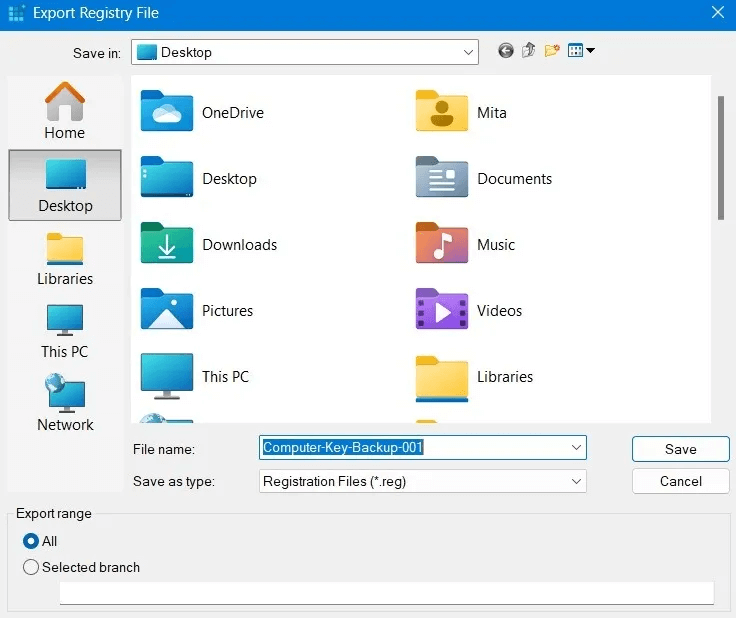Registry-Backup-Restore-Export-Registry-File-Computer-Key-to-Desktop.jpg كيفية عمل نسخة احتياطية من سجل Windows واستعادته
