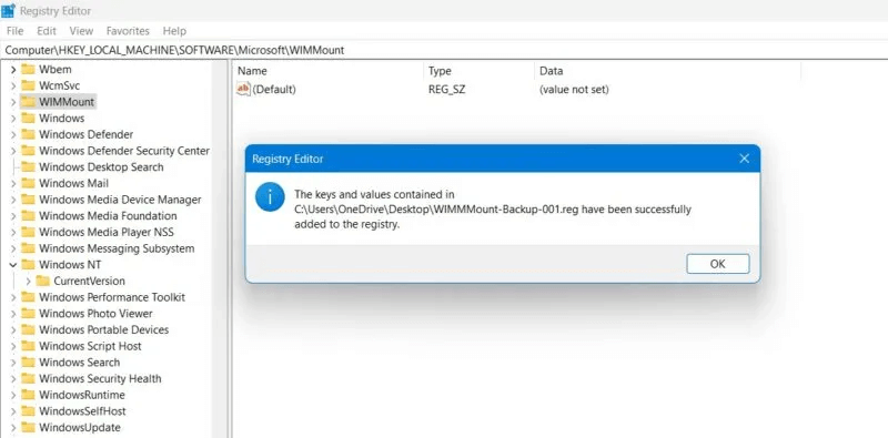 Registry-Backup-Restore-Registry-Key-Values-Successfully-Added-to-Registry-800x395.jpg كيفية عمل نسخة احتياطية من سجل Windows واستعادته