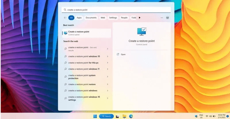 Registry-Backup-Restore-Search-Bar-Create-a-Restore-Point-800x415.jpg كيفية عمل نسخة احتياطية من سجل Windows واستعادته