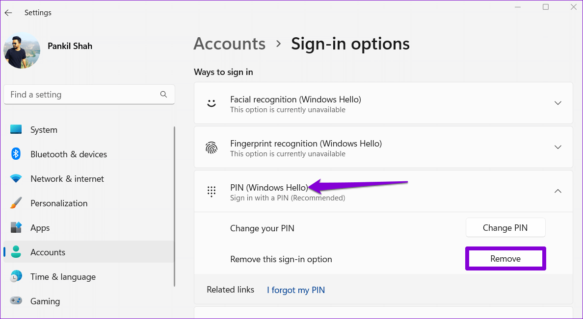 Remove-Windows-Hello كيفية تسجيل الدخول تلقائيًا على Windows 11