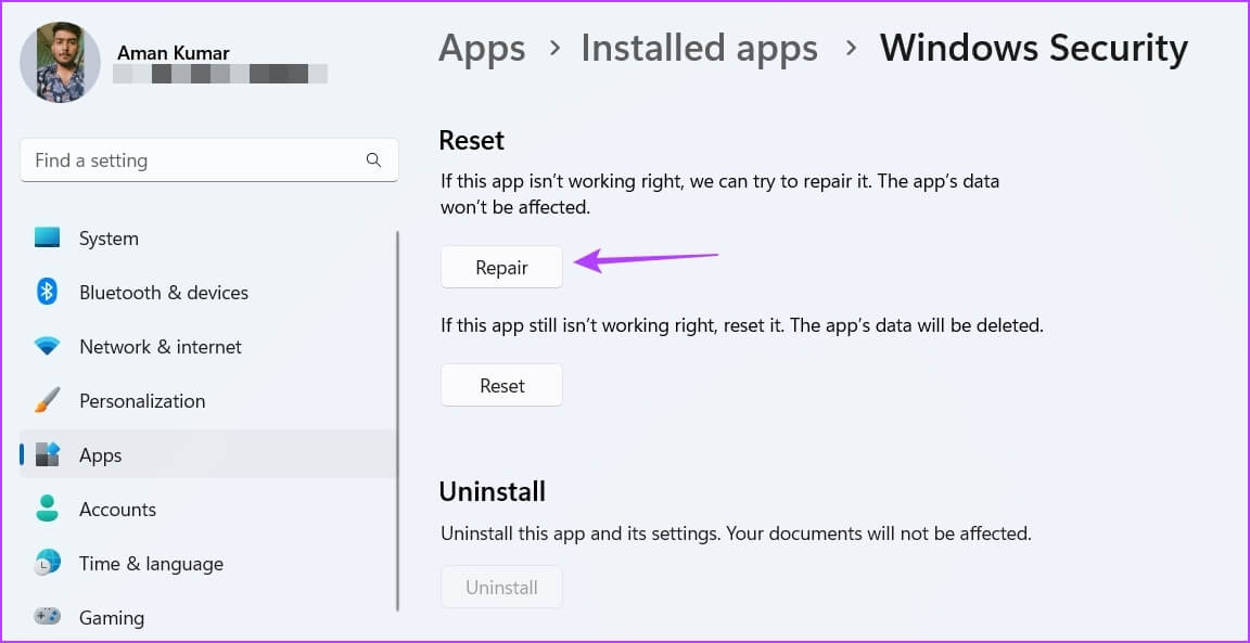 Repair-Option-2 كيفية إصلاح ظهور شاشة بيضاء على أمان Windows على Windows 11