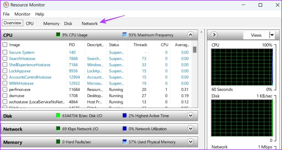 Resource-Monitor-1 أفضل 7 طرق لزيادة سرعة تنزيل Origin على Windows 11