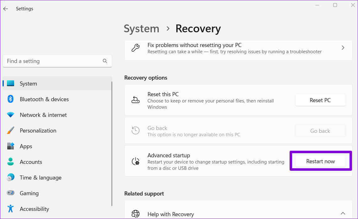 Restart-Windows-to-Advanced-Startup-1 أفضل 7 طرق لإصلاح عدم ظهور شاشة تسجيل الدخول في Windows 11