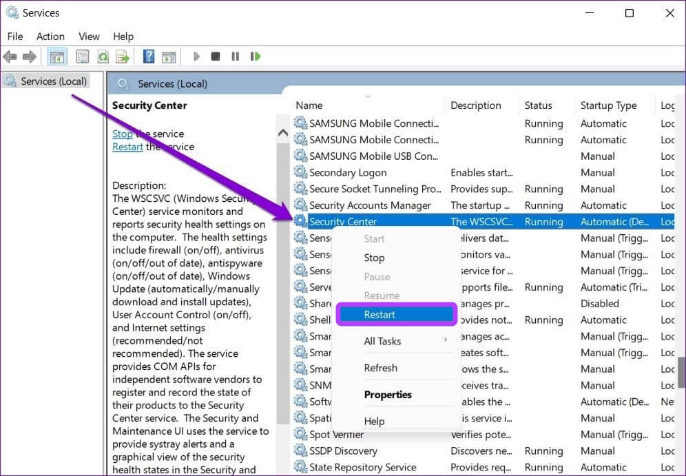 Restart-option-1 كيفية إصلاح ظهور شاشة بيضاء على أمان Windows على Windows 11