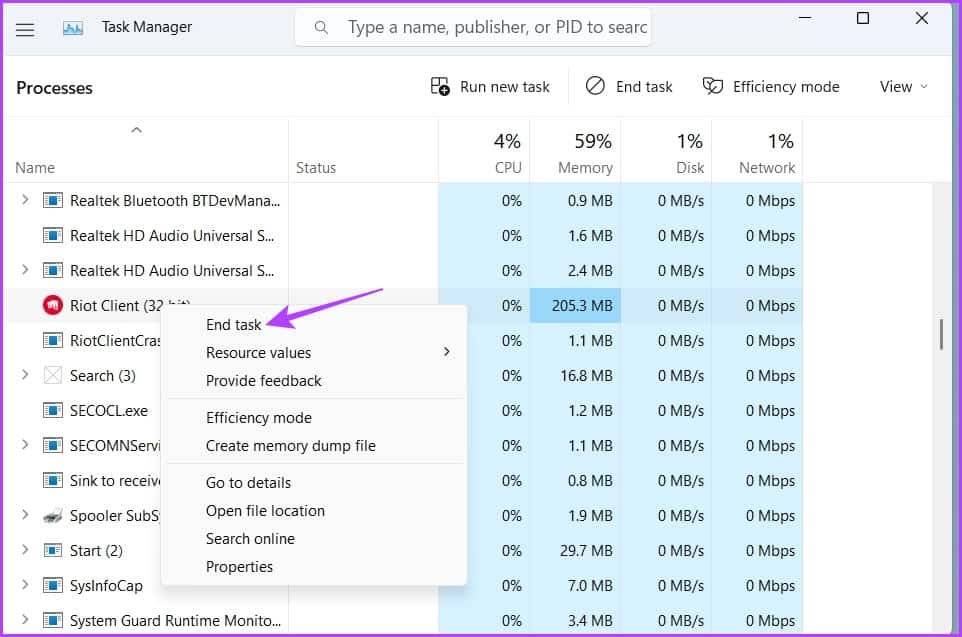 Riot-cliet-option أفضل 7 طرق لإصلاح عدم بدء تشغيل Valorant على Windows 11