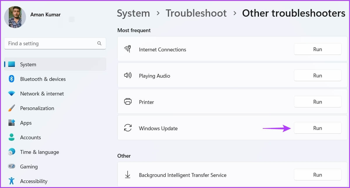 Run-option-1 أفضل 7 إصلاحات لخطأ 0x800f081f عند تحديث Windows في Windows 11