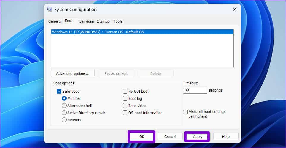 Safe-Mode-Configuration-on-Windows أفضل 6 طرق لإصلاح عدم عمل استعادة النظام على Windows 11