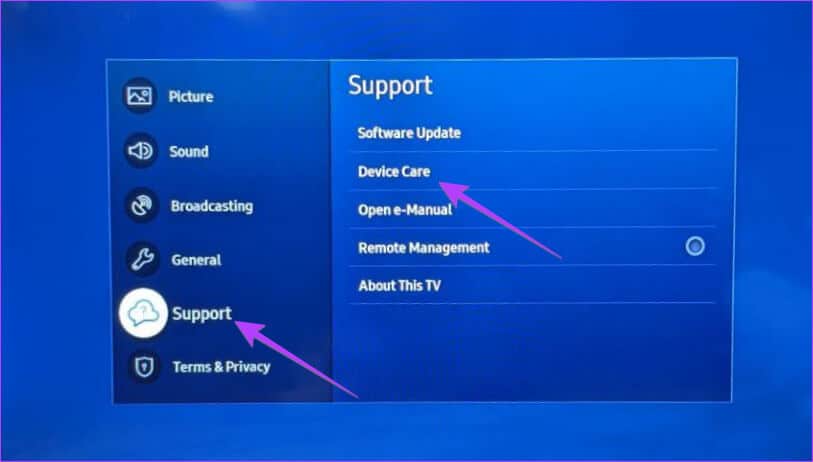 Samsung-Device-Care-Settings 5 طرق لمسح ذاكرة التخزين المؤقت على Samsung Smart TV