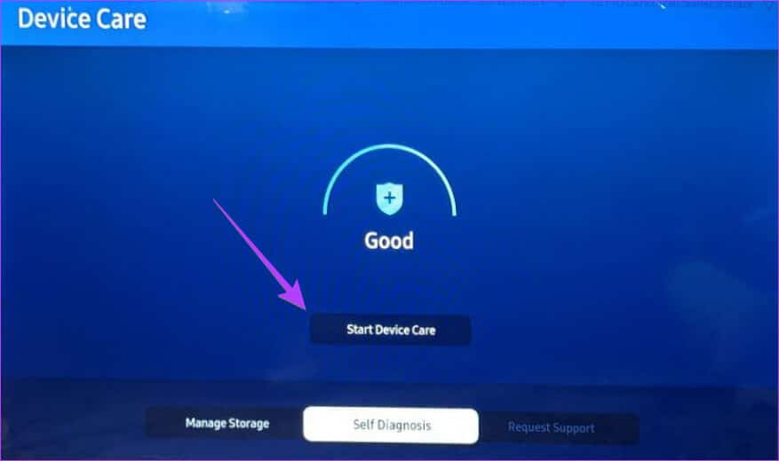 Samsung-Device-Care-Start 5 طرق لمسح ذاكرة التخزين المؤقت على Samsung Smart TV