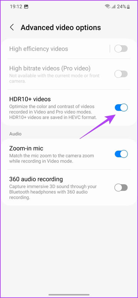 Samsung-Galaxy-S23-Camera-Tips-and-Tricks-HDR10-Videos-Step-3 أفضل 10 نصائح وحيل لكاميرا Samsung Galaxy S23 و Galaxy S23 +