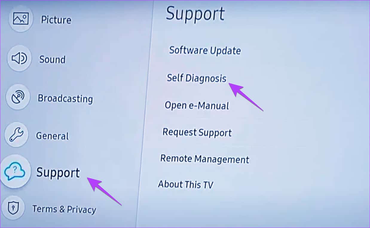 Samsung-Tv-Diagnosis 5 طرق لمسح ذاكرة التخزين المؤقت على Samsung Smart TV
