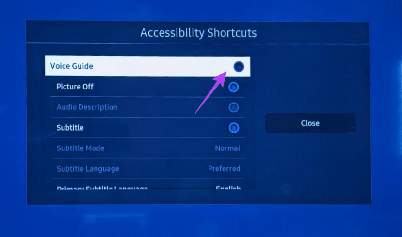 Samsung-Voice-Guide-Shortcut-Off 6 طرق لإيقاف تشغيل مساعد الصوت أو الدليل على Samsung TV