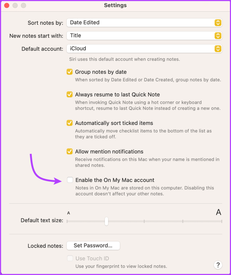 Save-notes-locally-on-your-device-on-Mac-768x914-1 9 طرق لفصل iPhone عن جهاز Mac كليًا أو جزئيًا