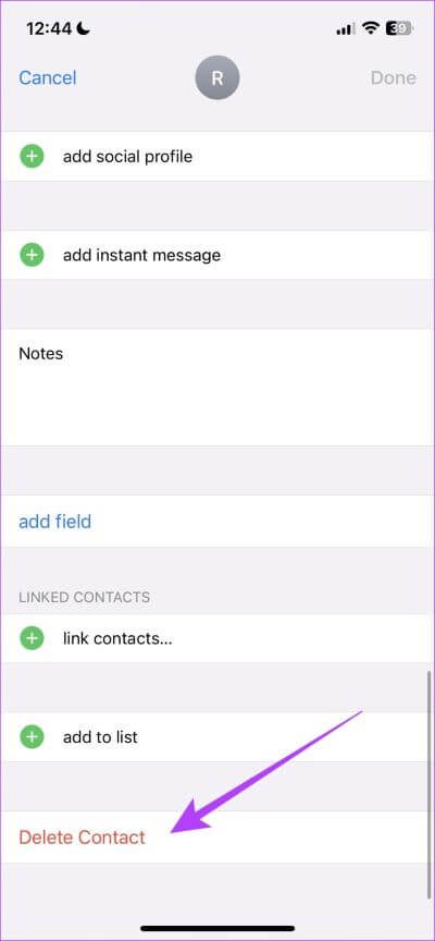 Scroll-Down-to-Find-Delete-Contact 5 طرق لحذف جهات اتصال متعددة على iPhone