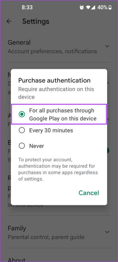 Select-First-Option-1-694x1536-1 كيفية تعطيل عمليات الشراء داخل التطبيق على Android و iPhone